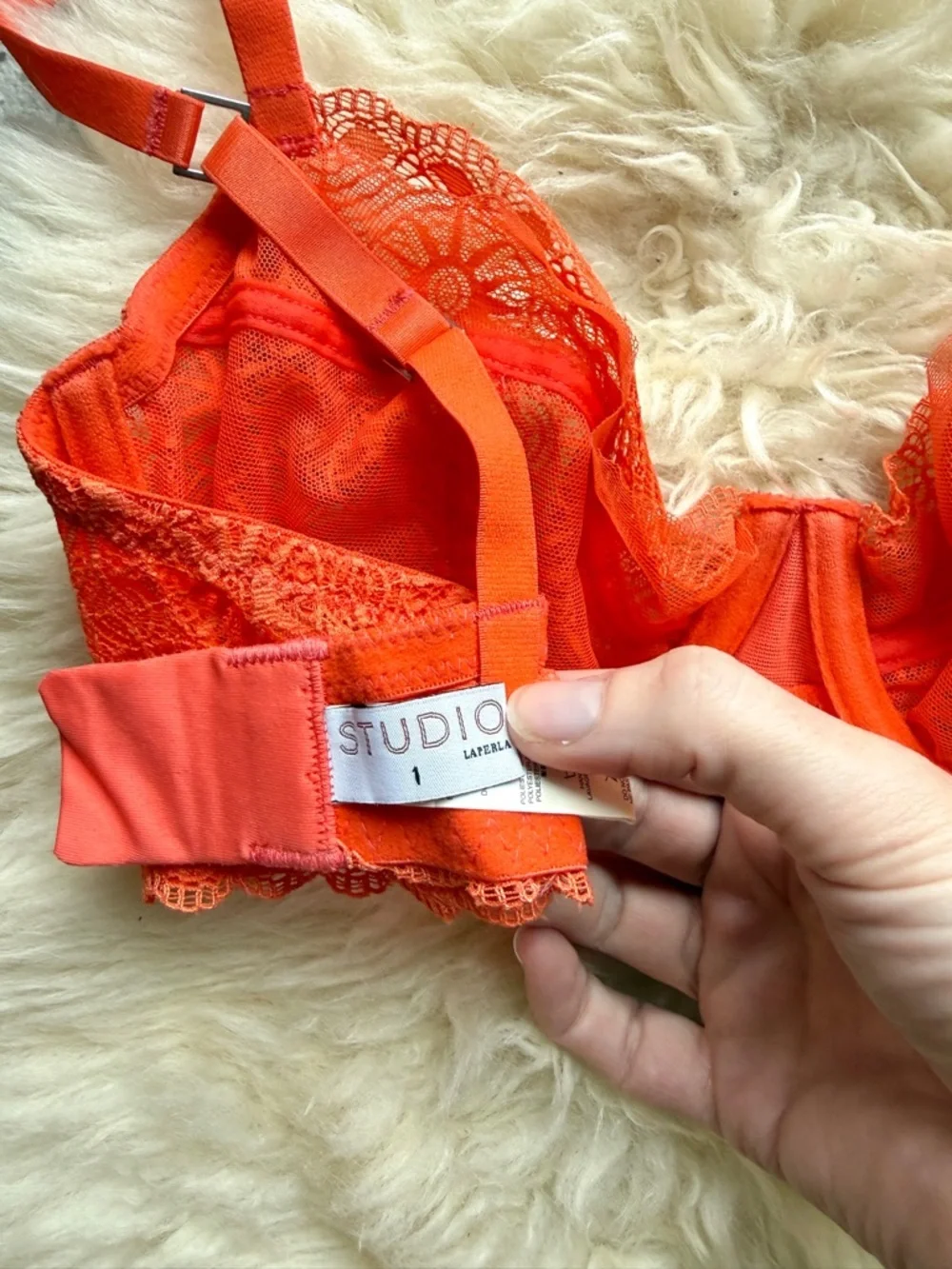 La Perla Vibrant Coral Orange Lace Underwire Bra - size 1 - NWOT